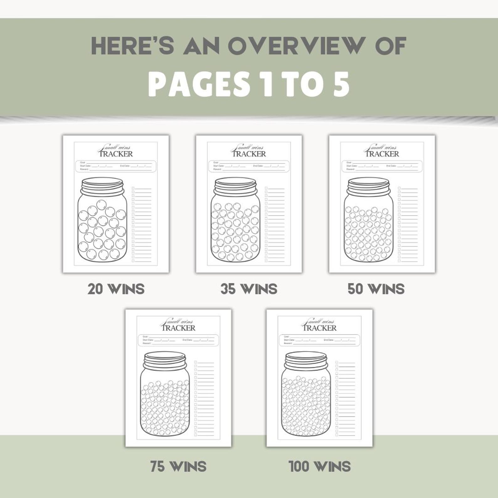 Small Daily Wins Tracker Printable | Goal Progress Jar | Habit ...