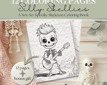 Silly Skeletons Halloween Coloring Pages for Kids | 12 Cute & Funny Printable Pages + Bonus | Spooky Fun Activities | Digital Download PDF