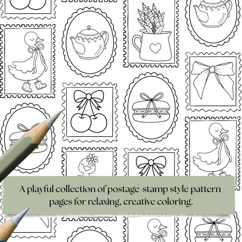 Stamp Coloring Pages Bundle #1 | 12 Stamp Pattern Sheets + 3 Bonus ...