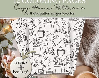 Cozy Home Pattern Coloring Pages | 12 Relaxing House & Home Designs + 3 Bonus Cozy Patterns | Printable Coloring Pages #322
