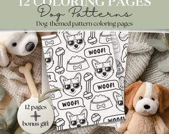 Dog Pattern Coloring Pages | Cute Puppy & Pet Designs | 15 Adorable Dog-Themed Printables | Bold and Easy Coloring for Kids and Adults