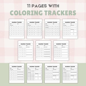 Coloring Tracker Printable for Coloring Books | Color Swatches, Blending, Pattern Practice | Coloring Page Tracker PDF | US Letter & A4 #304 image 3