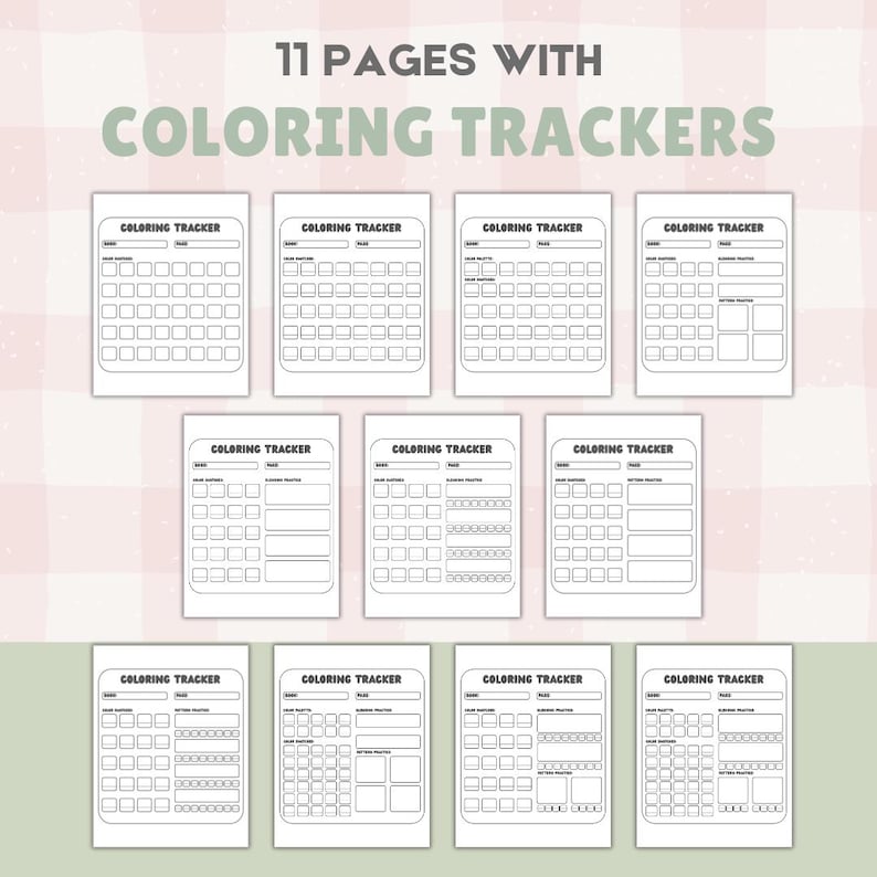 Coloring Tracker Printable for Coloring Books | Color Swatches, Blending, Pattern Practice | Coloring Page Tracker PDF | US Letter & A4 #304 image 3