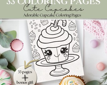 Cupcake Coloring Pages | Sweet & Fun Cupcake Printables for Kids, Teens, Adults | Easy Outlines + Cupcake Pattern Bundle | Digital Download