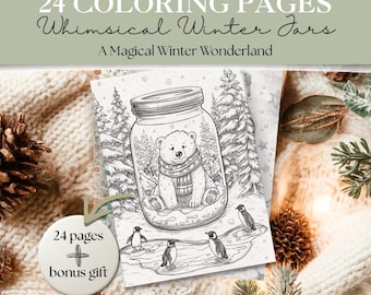 Wunderliche Winter Glas Malvorlagen | 24 Zauberhafte Schneemotive | Gemütliche Winter-Wunderland-Printables | Gemütliche magische Cottagecore Winterästhetik