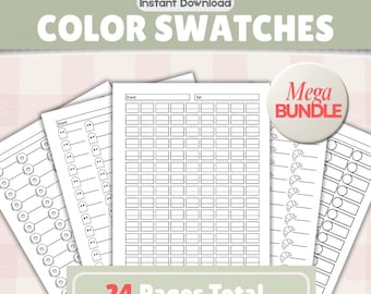 Color Swatch Chart Printable | 24 Printable Marker & Pencil Swatch Pages | Test and Label Colors | Blank Color Swatches Sheets | Color Chart