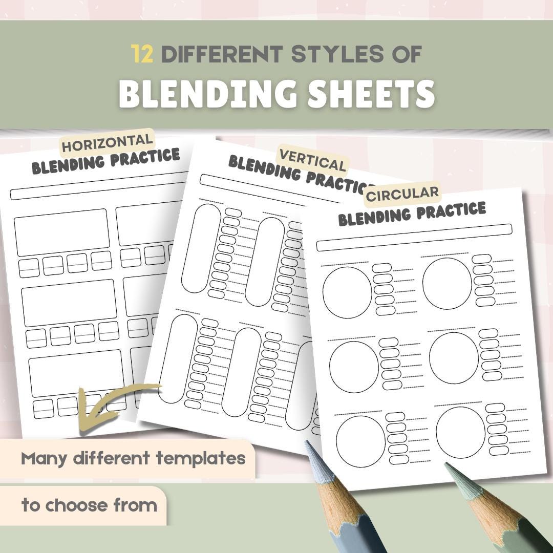 Marker Inscription Worksheet.pdf Blending Practice Worksheets for Markers | 12 Page Color Blending ...