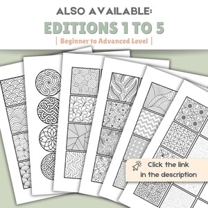 Cahier d'exercices sur les motifs zentangle, vol. 1 | Feuilles d'entraînement au traçage et au dessin | Débutant à intermédiaire | 15 pages | Dessin de pleine conscience PDF #358 image 6