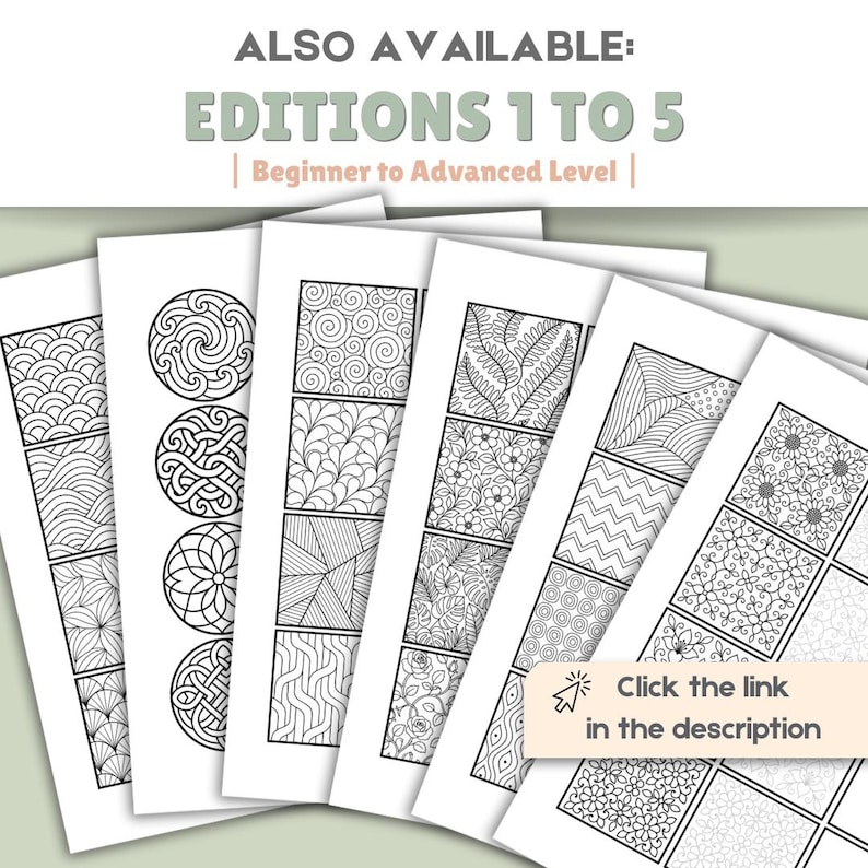 Cahier d'exercices sur les motifs zentangle, vol. 1 | Feuilles d'entraînement au traçage et au dessin | Débutant à intermédiaire | 15 pages | Dessin de pleine conscience PDF #358 image 6