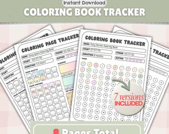 Coloring Book Tracker Printable + Coloring Page Tracker | Color Swatches, Blending & Pattern Practice | US Letter and A4 | PDF Download #308