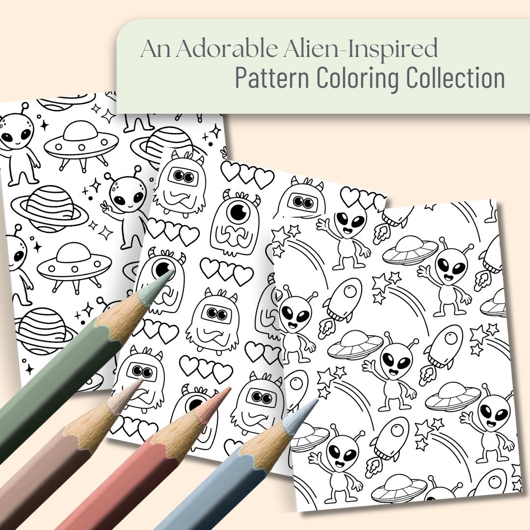 Cute Alien Patterns Coloring Pages | 12 Fun Space Designs + 3 Bonus ...