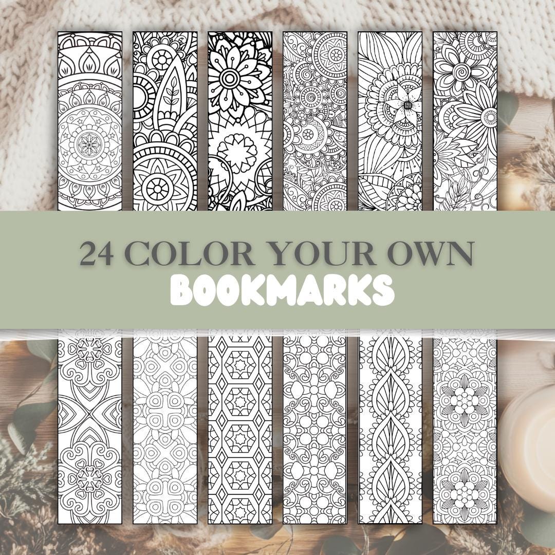 Printable Coloring Bookmarks | Color Your Own Bookmarks | 24 Mandala ...