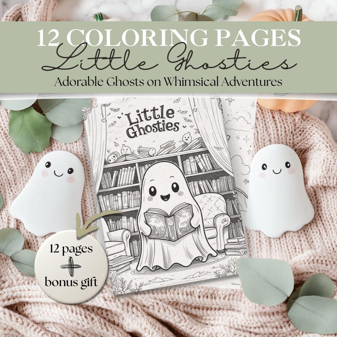 Cute Ghost Coloring Pages for Kids | 12-page Halloween Coloring Book ...