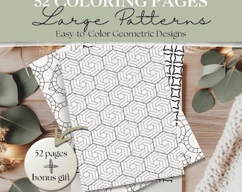 Large Geometric Pattern Coloring Pages | Printable Bold & Easy Designs | Relaxing Coloring Sheets for All Ages | Stress Relief Art Therapy