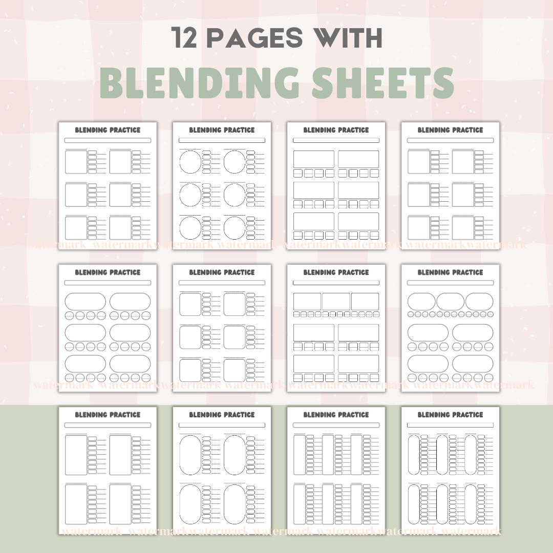 Marker Inscription Worksheet.pdf Blending Practice Worksheets for Markers | 12 Page Color Blending ...