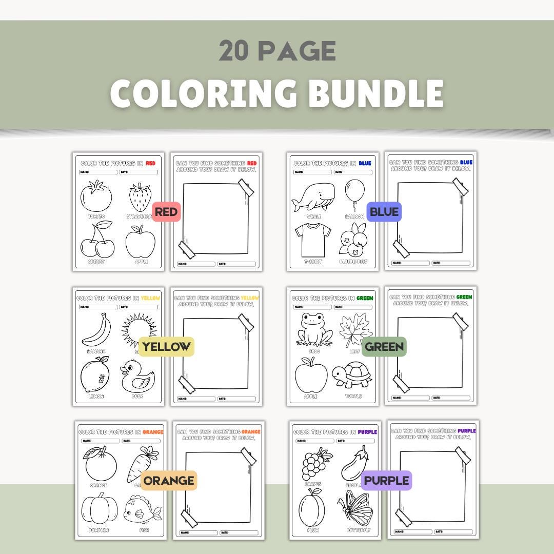 Learning Colors Coloring Pages for Kids | 20 Color Worksheets + Bonus ...
