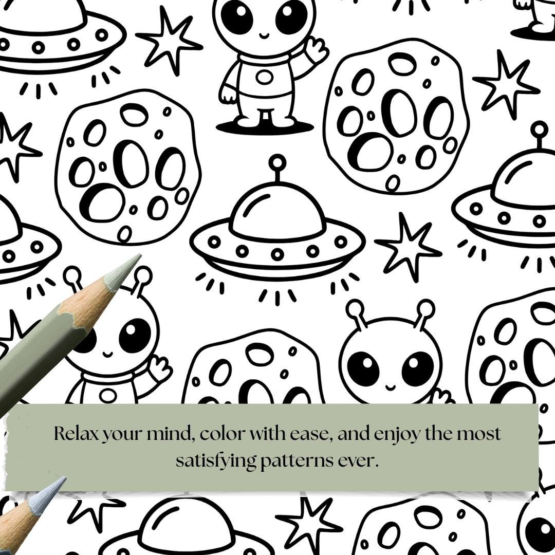 Cute Alien Patterns Coloring Pages | 12 Fun Space Designs + 3 Bonus ...