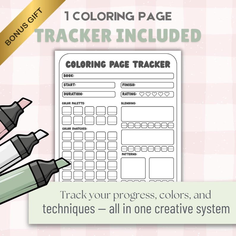 Coloring Book Tracker Printable + Coloring Page Tracker | Color ...