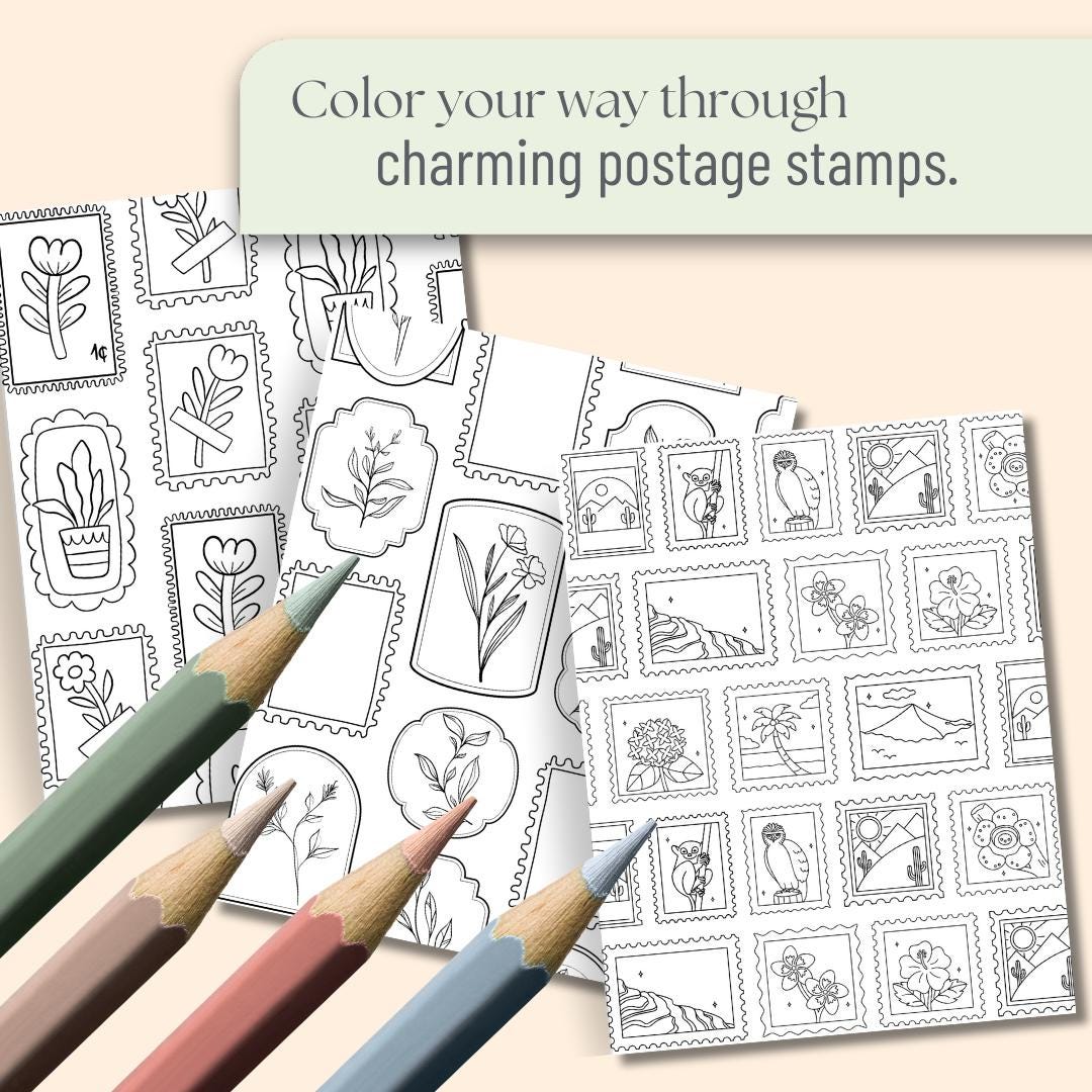 Stamp Coloring Pages Bundle #2 | 12 Stamp Pattern Sheets + 3 Bonus ...