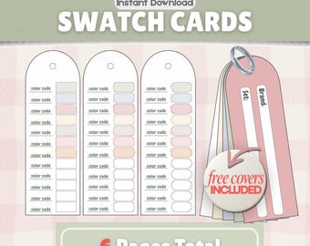 Color Swatch Cards Printable (Edition #1) | Marker Swatch Template Bundle | Nuancier Color Chart Cards | US Letter & A4 PDF #303