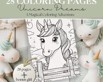 Unicorn Coloring Pages for Kids | 25 Easy & Cute Printable PDF + Bonus | Bold Line Art | Toddler Coloring Book | Magical Unicorns to Color
