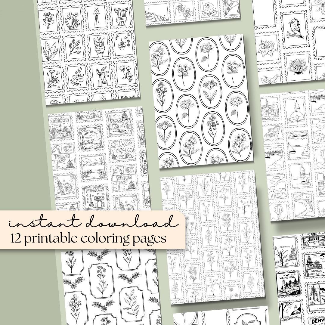Stamp Coloring Pages Bundle #2 | 12 Stamp Pattern Sheets + 3 Bonus ...