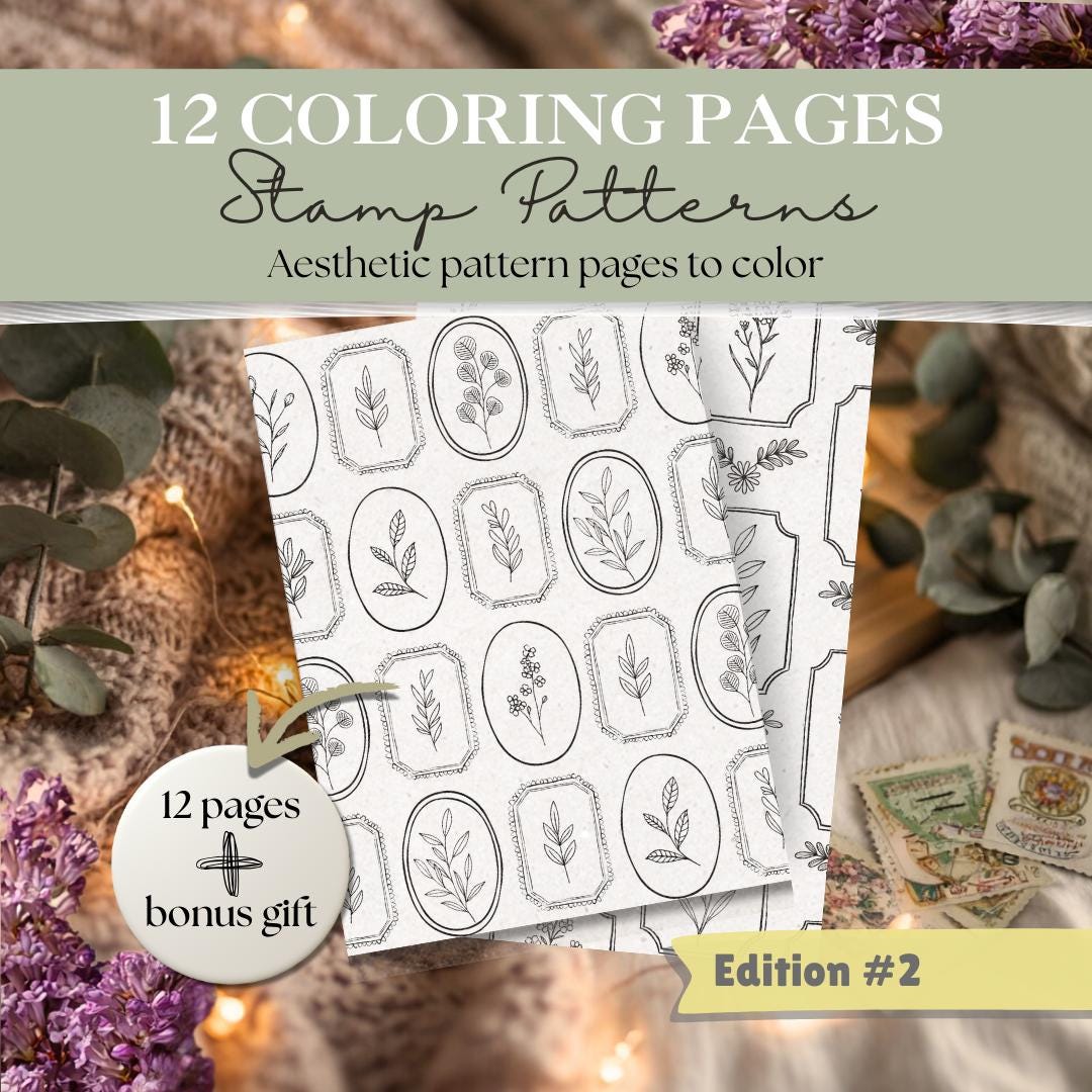 Stamp Coloring Pages Bundle #2 | 12 Stamp Pattern Sheets + 3 Bonus ...