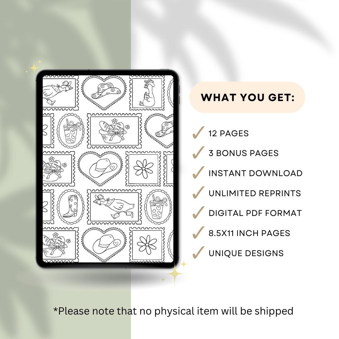 Stamp Coloring Pages Bundle #1 | 12 Stamp Pattern Sheets + 3 Bonus ...