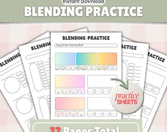 Blending Practice Worksheets for Markers | 12 Page Color Blending Printable | Alcohol Marker Practice Sheets | US Letter & A4 PDF #306