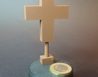 Miniature Exorcist Grave Cross – Regan MacNeil Inspired – 3D Printed Paranormal Prop – Haunted Cemetery Diorama