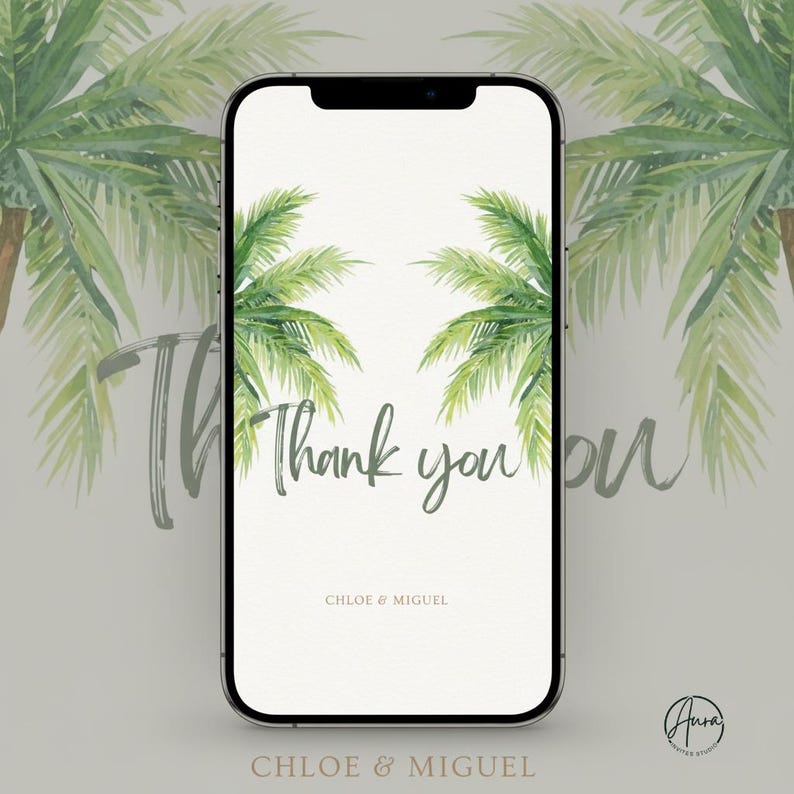Tropical Thank You Card | Editable Canva Template | Printable Island ...
