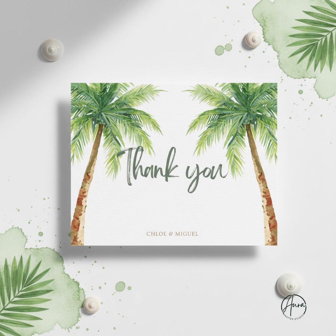Tropical Thank You Card | Editable Canva Template | Printable Island ...