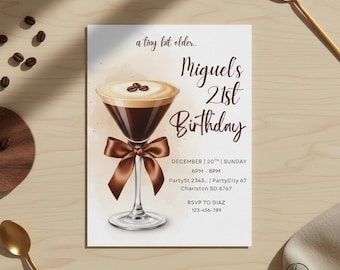 Espresso Martini Birthday Invitation | Editable Canva Template | Cocktail Party Invite | Printable Digital Card