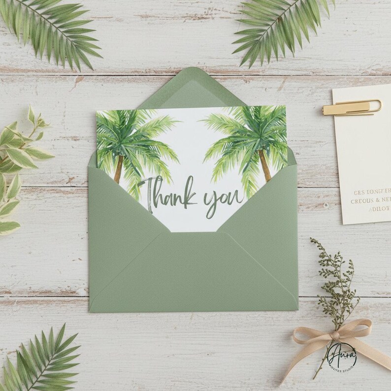 Tropical Thank You Card | Editable Canva Template | Printable Island ...