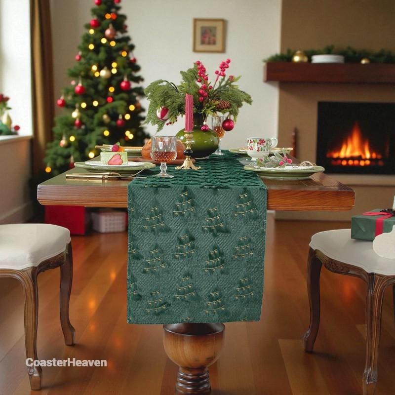 Chemin De Table De Noël En Lin Décoration Vert Bonhomme De Neige Pour