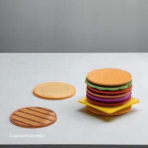 Burger Coaster Set | Stackable Burger Coaster Set | Unique Coaster Set | Funky Coaster Set | Coaster Bundle | Unique Gifts