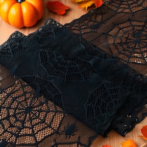 Black Lace Spiderweb Table Runner: Gothic Halloween Decor