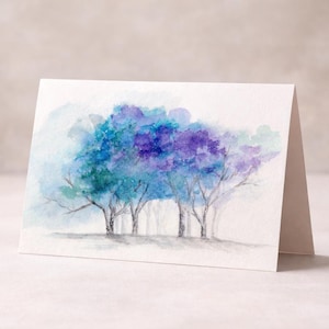 Handcrafted Abstract Forest Watercolor Card by M. Jacobson