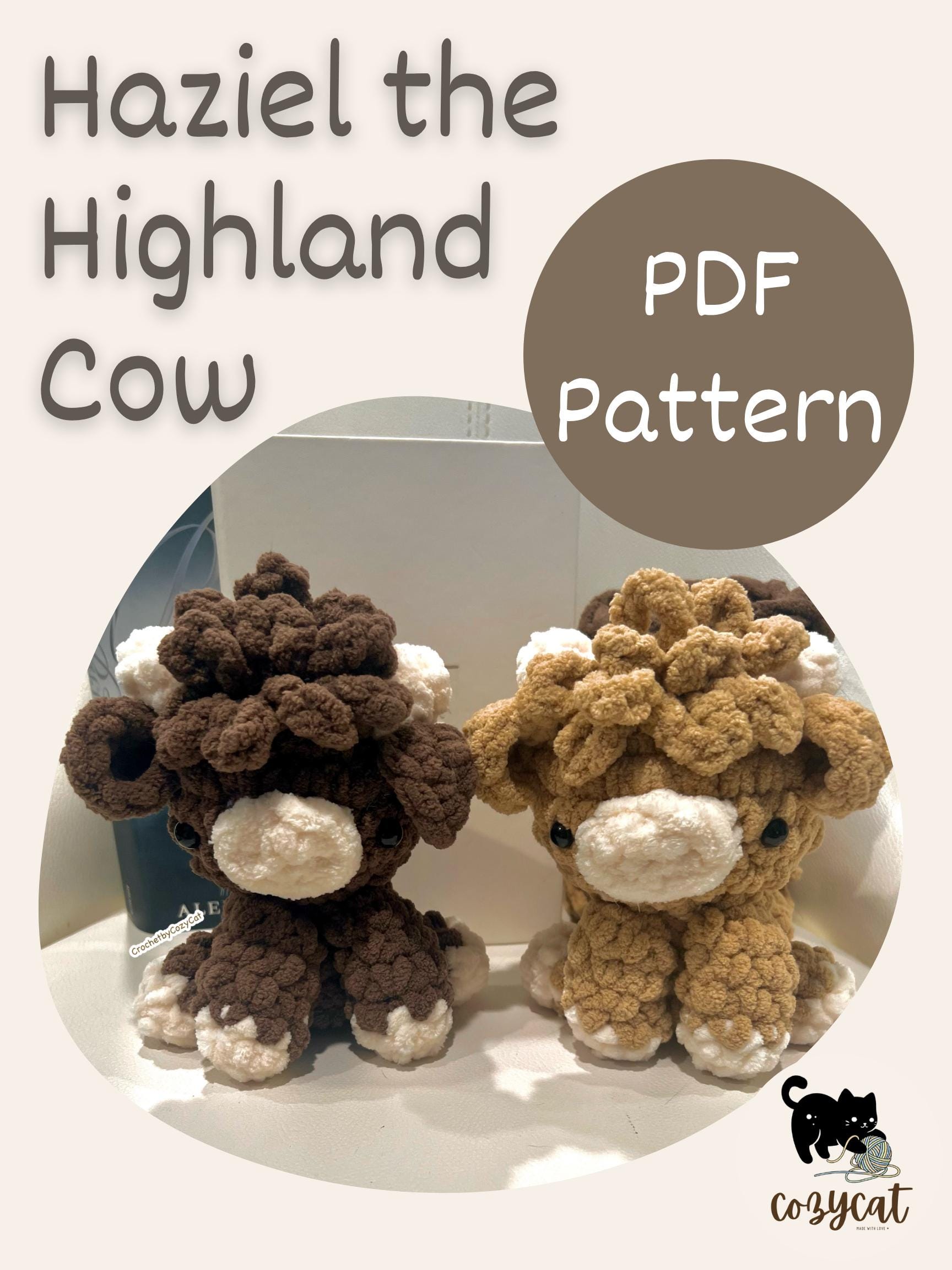 23 Adorable Cow Plush Crochet Patterns for Farmhouse Decor, Gifts, and Cozy Displays 4 Crochet Highland Cow Chunky Chenille Amigurumi Cow Fluffy