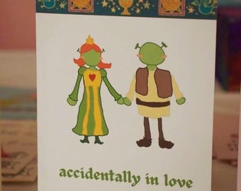 Shrek & Fiona Card - Accidentally in Love/Happily Ever After- Couple/Anniversary
