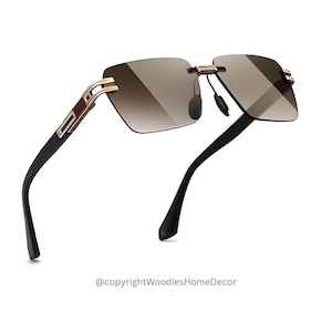 Rimless Rectangle Sunglasses – Unisex Square Frameless Shades | Y2K Vintage UV400 Protection for Men & Women