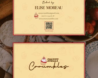 Bakery Business Card Template Canva | Cake Baker Branding Kit | Home Baker Thank You Card | Editable Printable