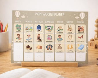 Islamic Routine Set for Children | Ramadan Weekly Planner & Prayer Planner | 280 Velcro Cards | Montessori Style | Educational Gift for Muslims