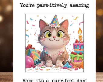 Funny Kitty Birthday Card: Playful Cat Humor (Digital Download)