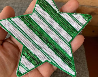 Star Patches, Iron on Patches, Embroidery Patches, 5x5 Big Star Patch, Sequence Patch