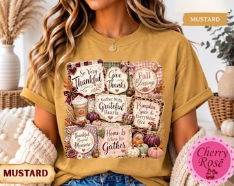 Thanksgiving Shirt, Thankful Fall Blessing, Give Thanks Pumpkin Spice Shirt, Grateful Hearts, Cute Fall Graphic Tee, Comfort Colors Tee