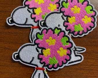 Peanuts Cute White Begal, Cartoon Dog, Yellow Bird, Embroidery Patch, 80s Cartoon Patch, Retro Nostalgia Patch, Patch for Hats Bags Jackets