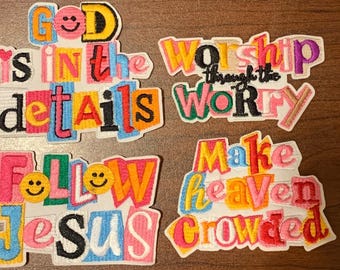 Christian Faith Iron On Patches, Jesus Follower Embroidery Bundle