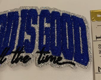 God is Good All The Time Patch, Embroidered Iron-On Faith Applique (3.5x2 inches)