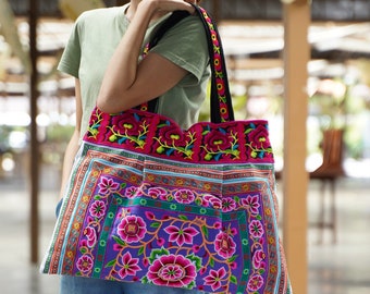 Hmong Bag Ethnic Old Vintage Style Hobo Boho Tote Thai Shoulder Shoppers Bag